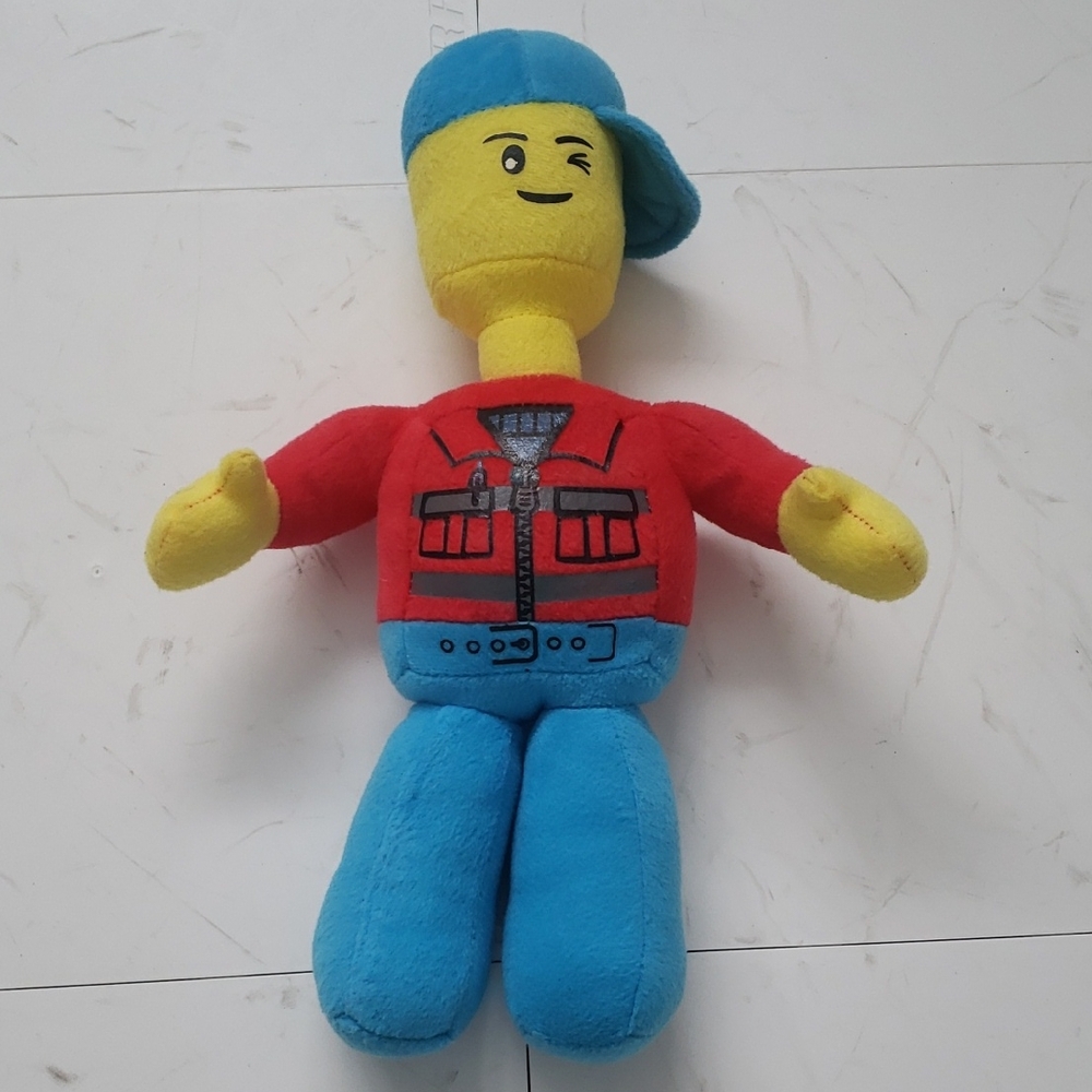 Caravan Soft Toy Colorful Lego Stuffie Plush 14" Kids Toy Blue Hat Boy